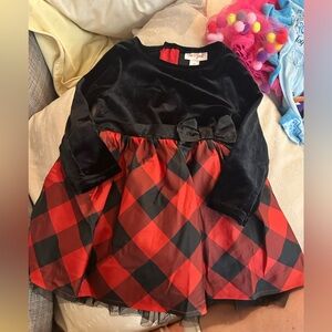 Black and Red Plaid Dress with Bow
